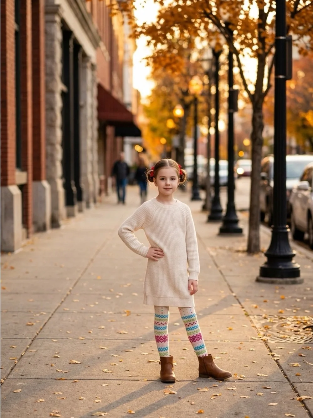 Hanna Andersson Girls Patterned Knit Tights Fair Isle Dots 110/120 US 6-7